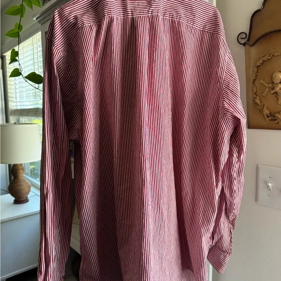 Ralph Lauren Men's Red and White Striped Button Down Shirt - Picture 2 of 4